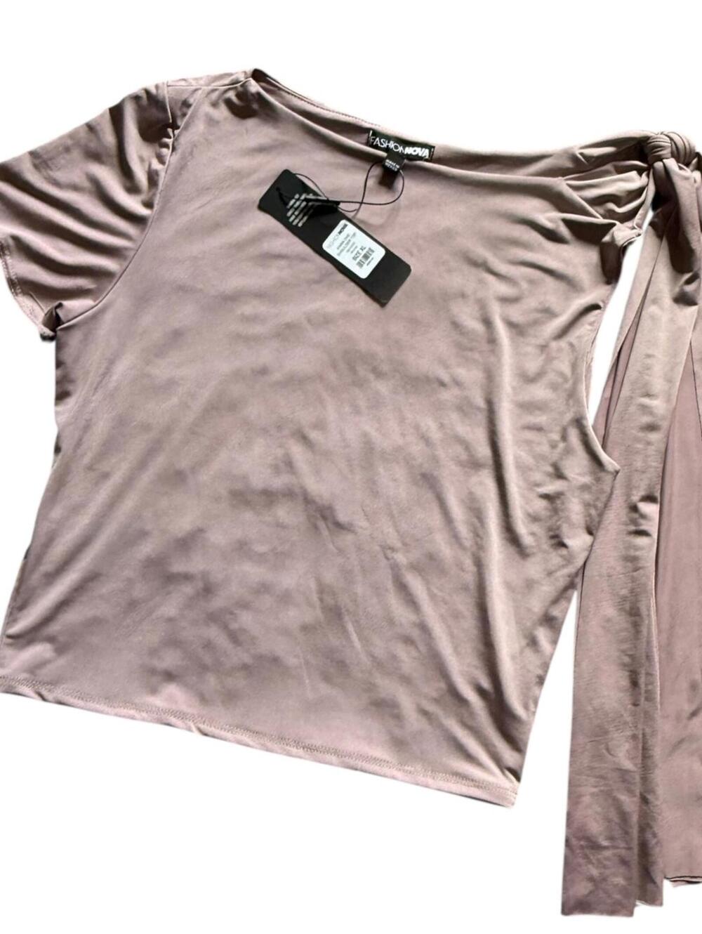 Fashion Nova Mauve One Shoulder Tie Detail Crop Top NWT Size L